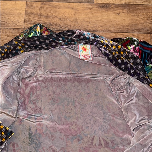 Johnny Was Size Petite Extra Small Velvet Kimono Wrap Jacket Floral Print Artsy - Picture 14 of 16